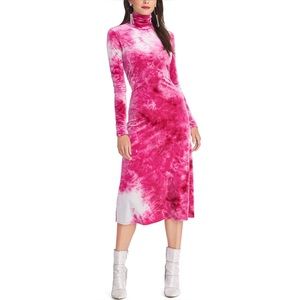 RACHEL ROY Amanda Tie-Dyed Velvet Turtleneck Dress
